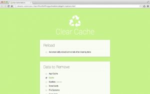 Clear cache Chrome extension settings page, where you can set it to reload automatically or select which data to remove.