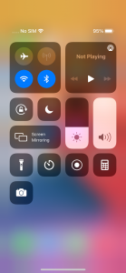 Screenshot of the open Control Center on an iPhone, with the Screen Recording icon visible.