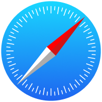 Apple Safari logo of a blue compass with a gray and red dial 
