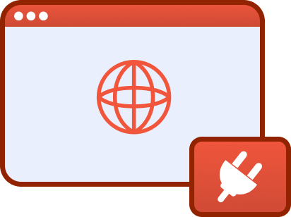Illustration of a browser window with an icon representing 'plugin' implying that it is using a plugin.